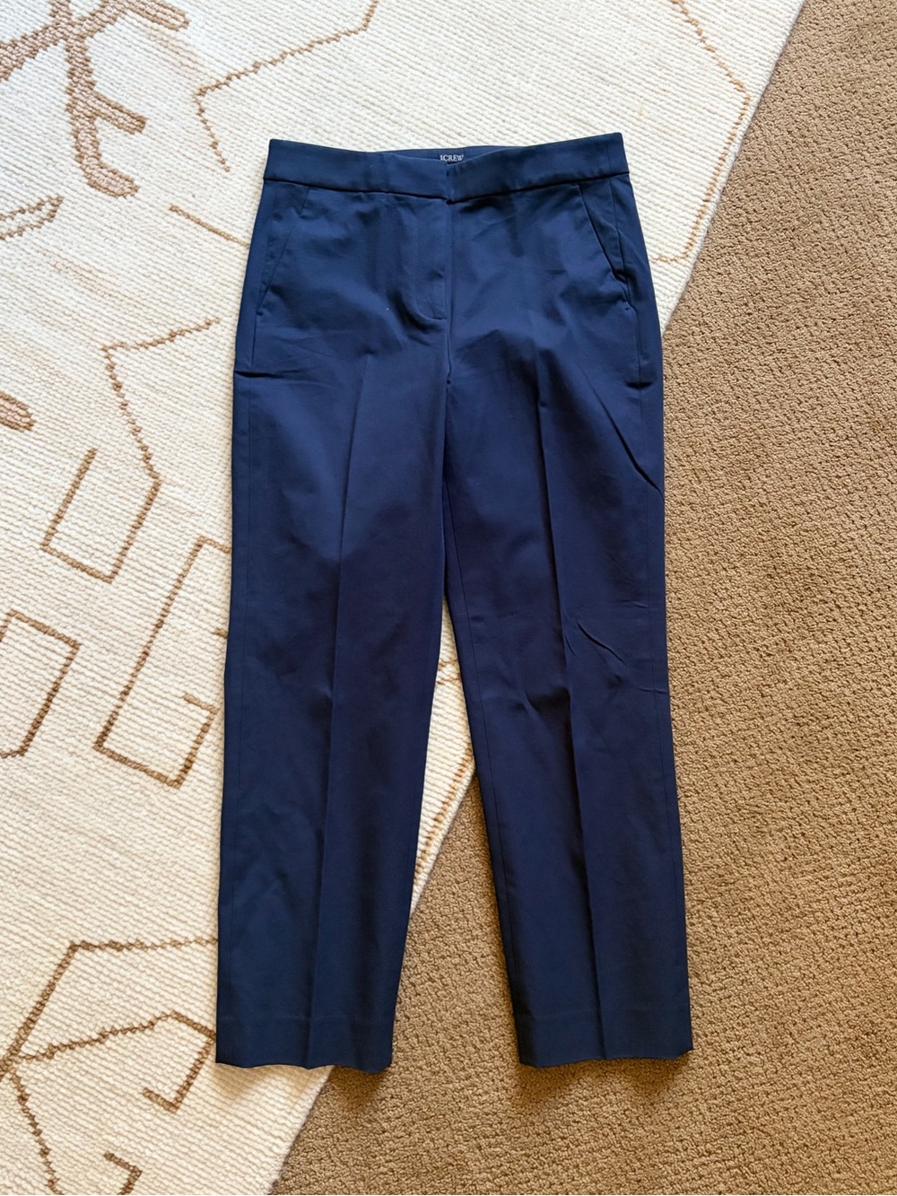 J. Crew NWT Kate Straight-Leg Pant Bi-Stretch Cotton Blend Navy Blue 8